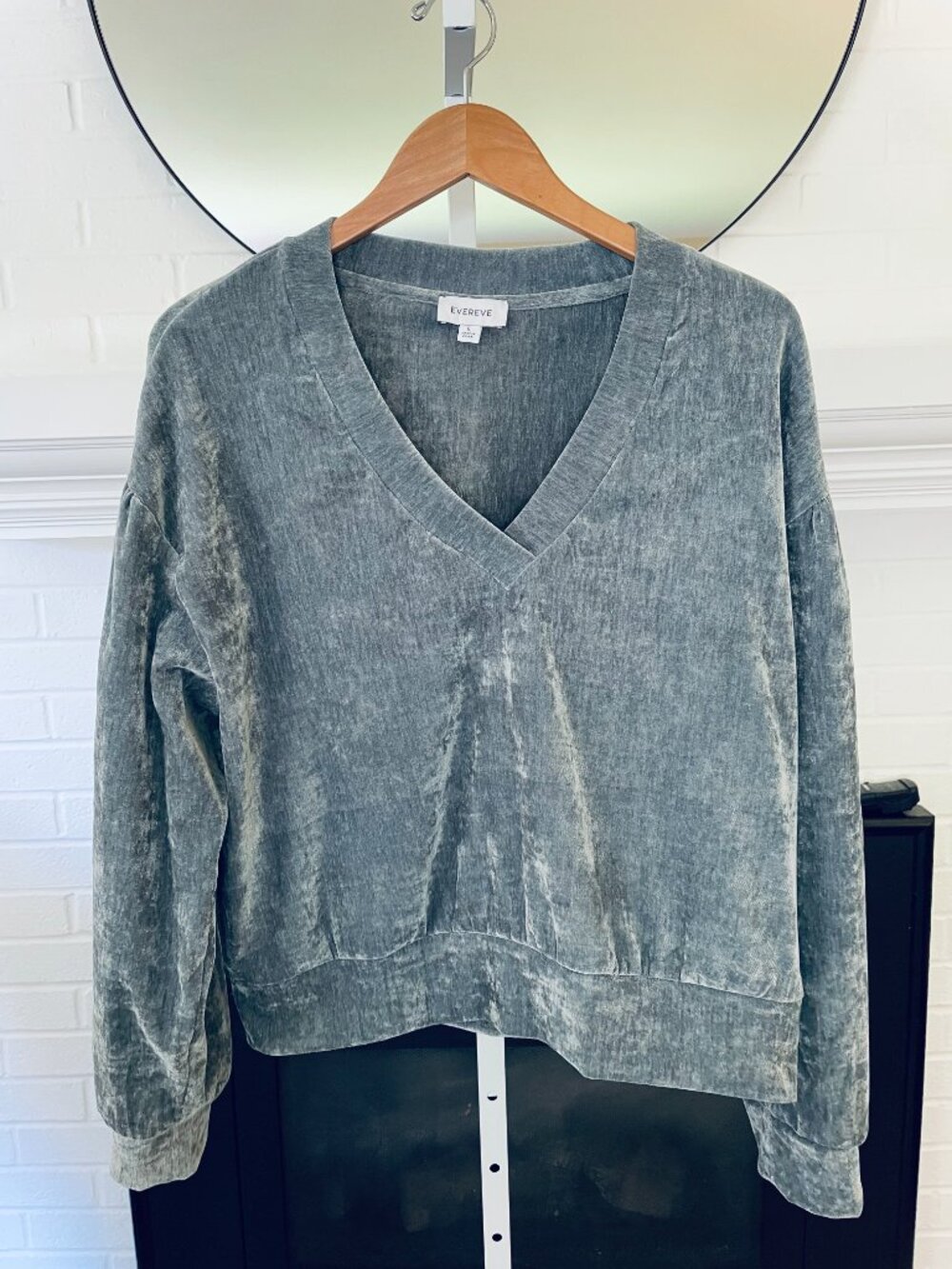 Evereve Velour Pullover - Green